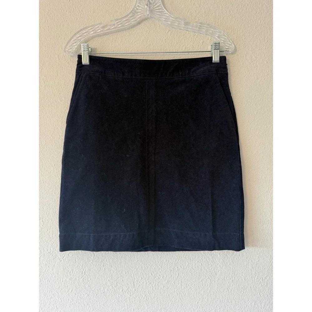 NWOT Talbots Women's Corduroy Pencil Skirt Navy Blue Sz 2P Petite Stretch Pocket